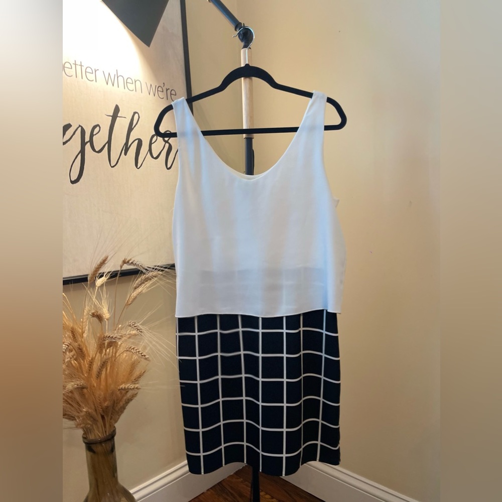 Black and White Mng Collection Lined Checkered Dress
